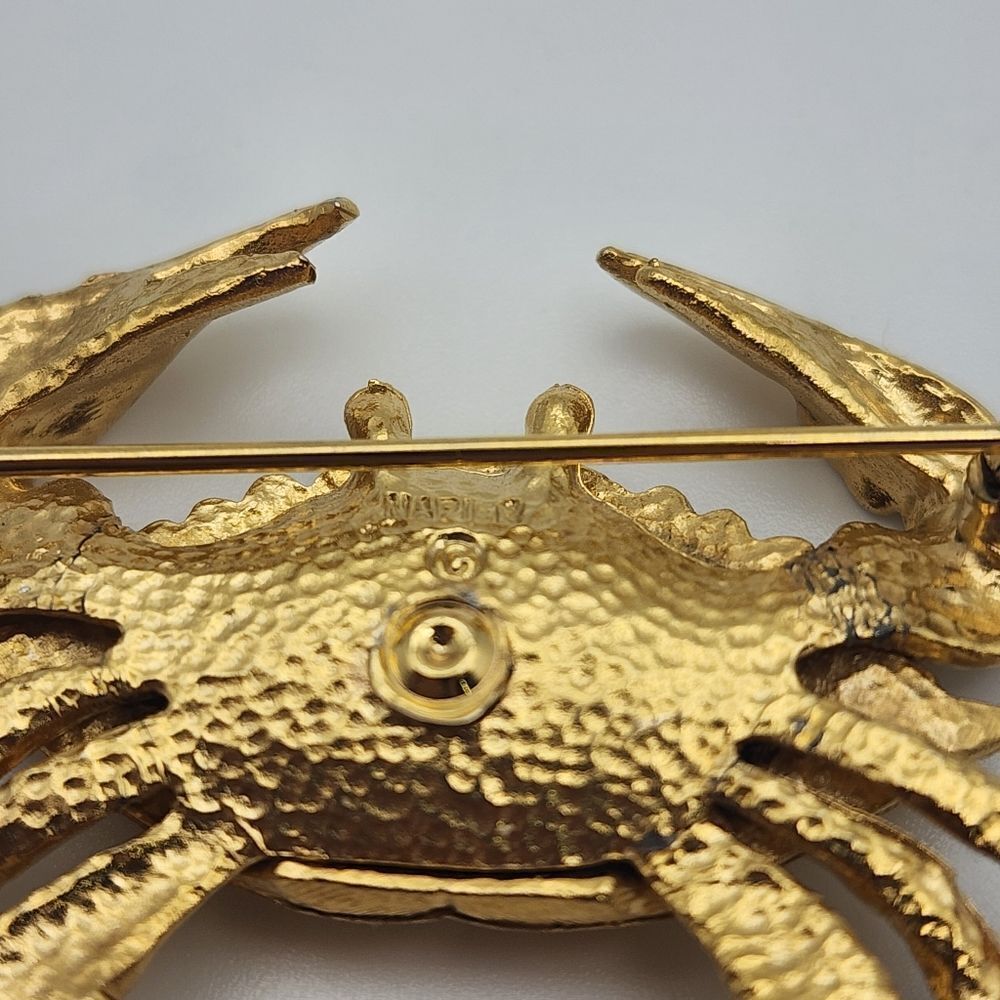Vintage Napier Gold Tone Chesapeake Crab Brooch - Picture 4 of 4